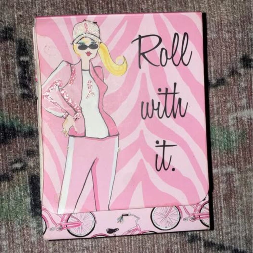 Graphique breast cancer awareness  'Roll With It' Pink Notepad small purse notes